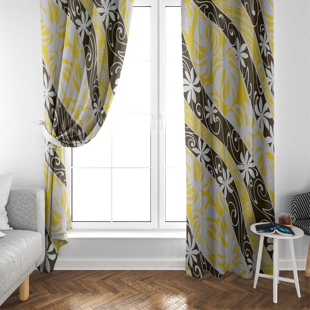 Rearea Tahiti Tiare Monstera Window Curtain Polynesian Pattern Curve Style - Polynesian Pride