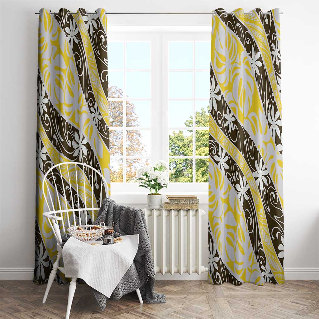 Rearea Tahiti Tiare Monstera Window Curtain Polynesian Pattern Curve Style - Polynesian Pride