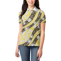 Rearea Tahiti Tiare Monstera Women Polo Shirt Polynesian Pattern Curve Style - Polynesian Pride