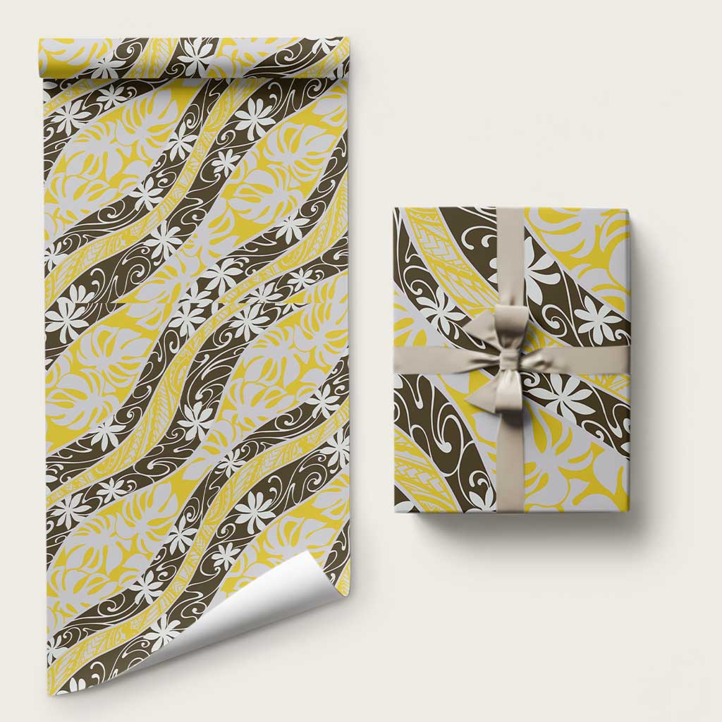Rearea Tahiti Tiare Monstera Wrapping Paper Polynesian Pattern Curve Style - Polynesian Pride