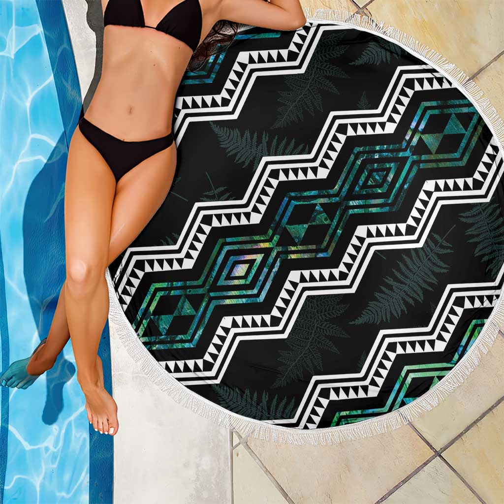 Personalised Taniko Aotearoa Mix Paua Shell Beach Blanket Niho Taniwha Turquoise Glitter