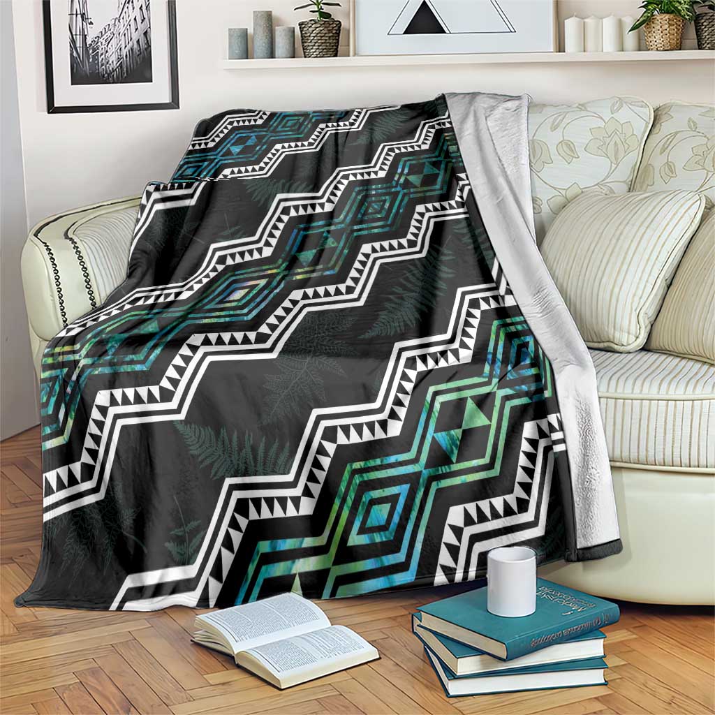 Personalised Taniko Aotearoa Mix Paua Shell Blanket Niho Taniwha Turquoise Glitter