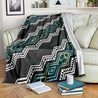 Personalised Taniko Aotearoa Mix Paua Shell Blanket Niho Taniwha Turquoise Glitter