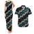 Personalised Taniko Aotearoa Mix Paua Shell Couples Matching Tank Maxi Dress and Hawaiian Shirt Niho Taniwha Turquoise Glitter