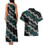 Personalised Taniko Aotearoa Mix Paua Shell Couples Matching Tank Maxi Dress and Hawaiian Shirt Niho Taniwha Turquoise Glitter