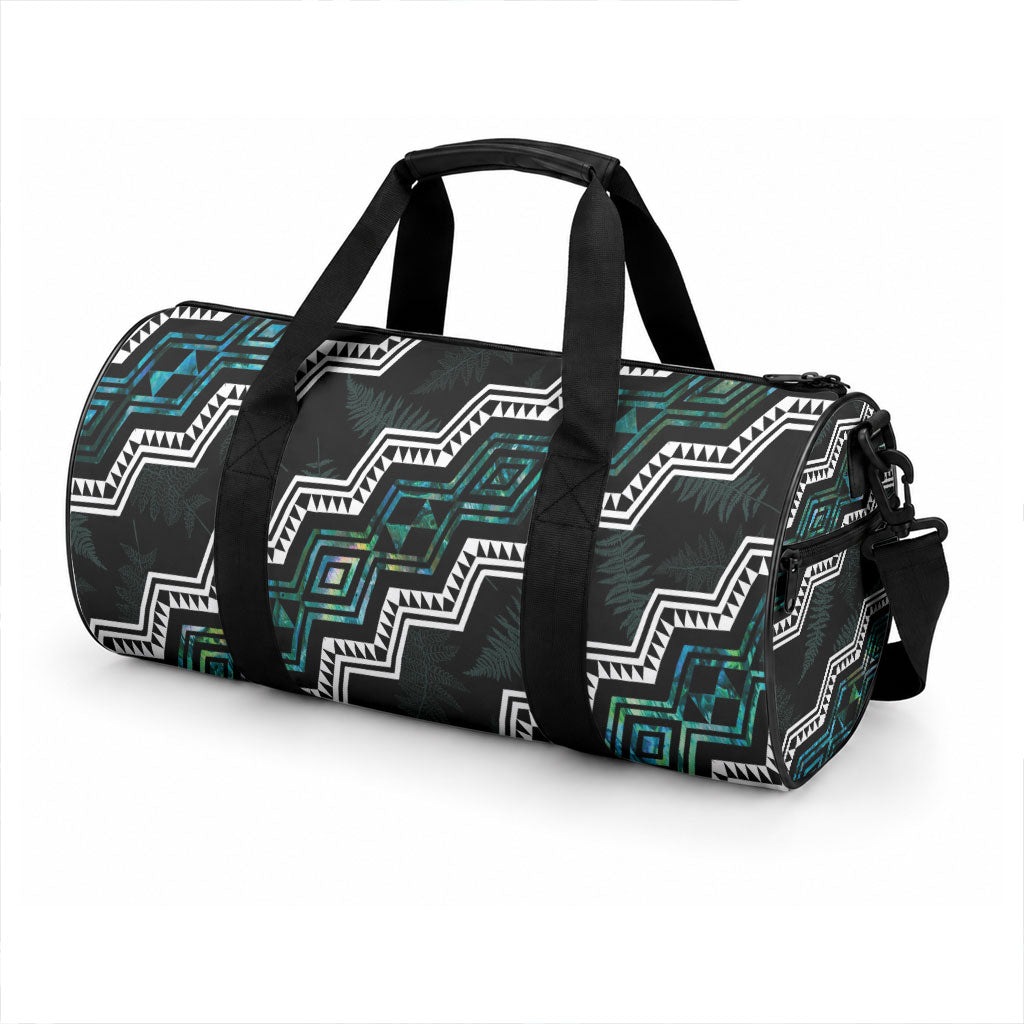 Taniko Aotearoa Mix Paua Shell Duffle Bag Niho Taniwha Turquoise Glitter LT01 - Polynesian Pride