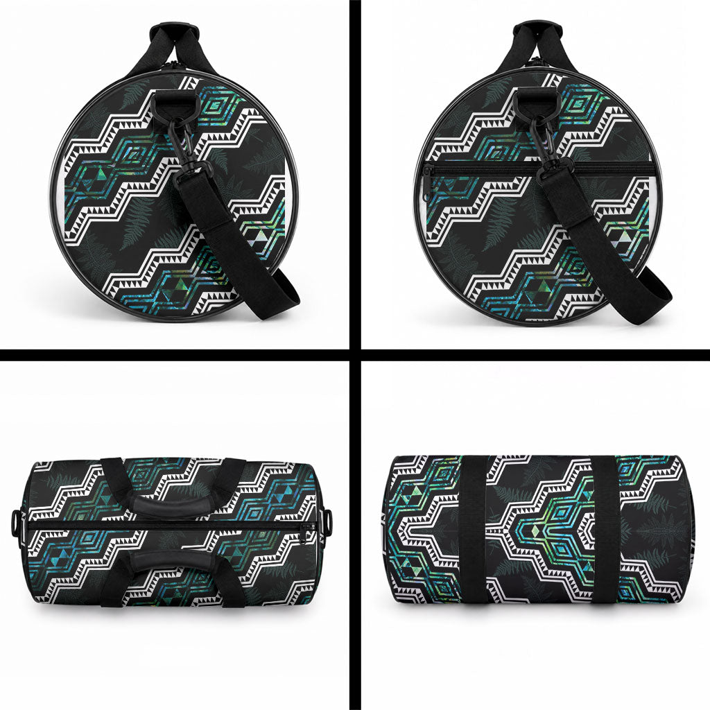Taniko Aotearoa Mix Paua Shell Duffle Bag Niho Taniwha Turquoise Glitter LT01 - Polynesian Pride