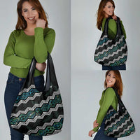 Taniko Aotearoa Mix Paua Shell Grocery Bag Niho Taniwha Turquoise Glitter