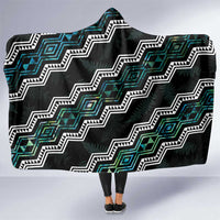 Personalised Taniko Aotearoa Mix Paua Shell Hooded Blanket Niho Taniwha Turquoise Glitter