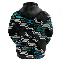 Personalised Taniko Aotearoa Mix Paua Shell Hoodie Niho Taniwha Turquoise Glitter