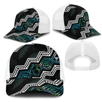 Taniko Aotearoa Mix Paua Shell Mesh Trucker Cap Niho Taniwha Turquoise Glitter - Polynesian Pride