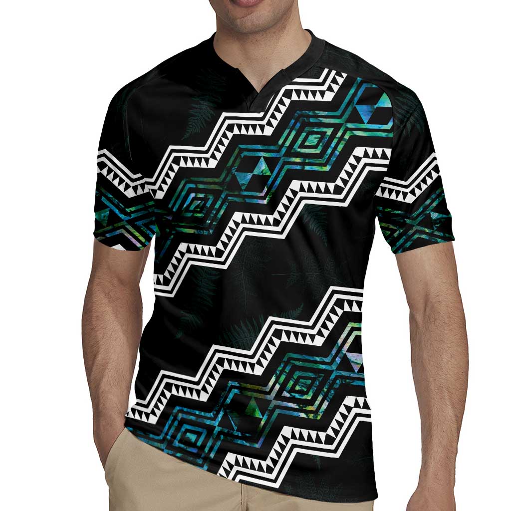 Personalised Taniko Aotearoa Mix Paua Shell Rugby Jersey Niho Taniwha Turquoise Glitter