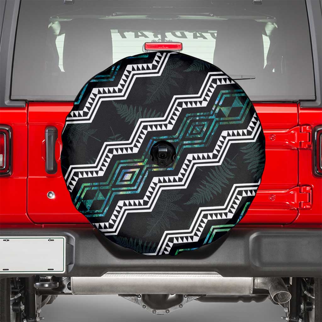 Personalised Taniko Aotearoa Mix Paua Shell Spare Tire Cover Niho Taniwha Turquoise Glitter