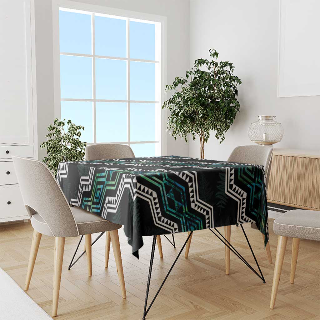 Personalised Taniko Aotearoa Mix Paua Shell Tablecloth Niho Taniwha Turquoise Glitter
