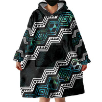 Personalised Taniko Aotearoa Mix Paua Shell Wearable Blanket Hoodie Niho Taniwha Turquoise Glitter