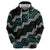 Personalised Taniko Aotearoa Mix Paua Shell Zip Hoodie Niho Taniwha Turquoise Glitter