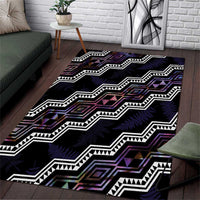 Personalised Taniko Aotearoa Mix Paua Shell Area Rug Niho Taniwha Lilac Glitter