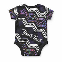 Personalised Taniko Aotearoa Mix Paua Shell Baby Onesie Niho Taniwha Lilac Glitter LT01 - Polynesian Pride