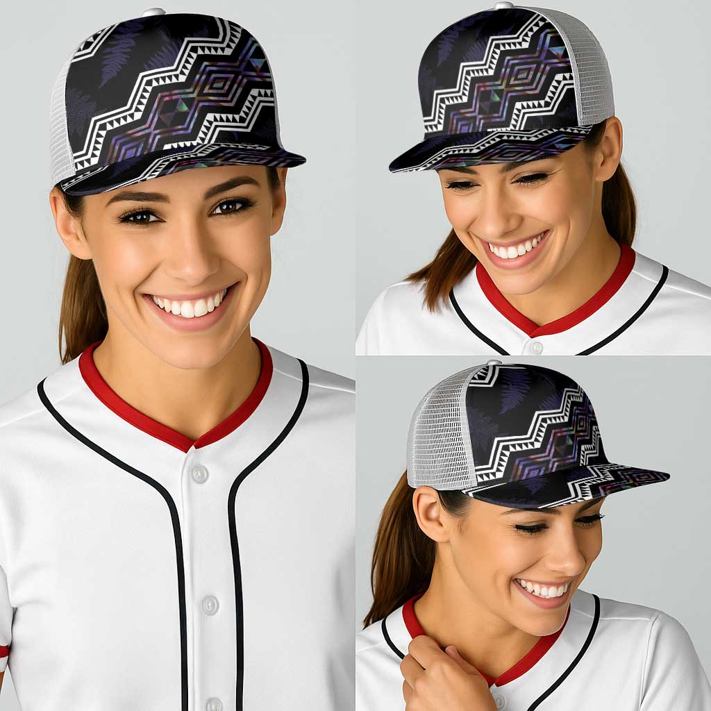 Taniko Aotearoa Mix Paua Shell Baseball Net Cap Niho Taniwha Lilac Glitter - Polynesian Pride