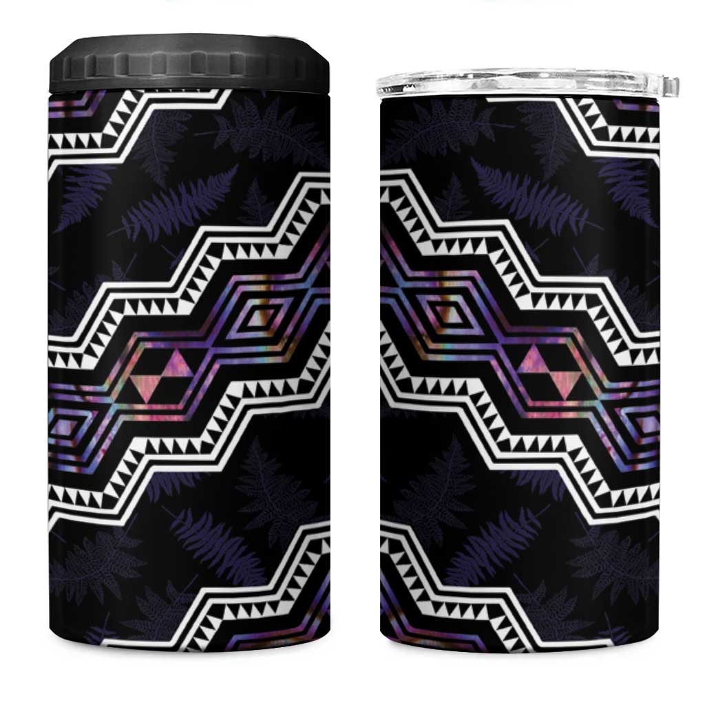 Personalised Taniko Aotearoa Mix Paua Shell 4 in 1 Can Cooler Tumbler Niho Taniwha Lilac Glitter