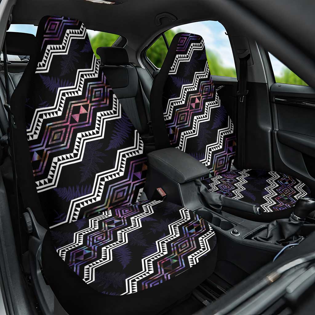Personalised Taniko Aotearoa Mix Paua Shell Car Seat Cover Niho Taniwha Lilac Glitter LT01 One Size Purple - Polynesian Pride