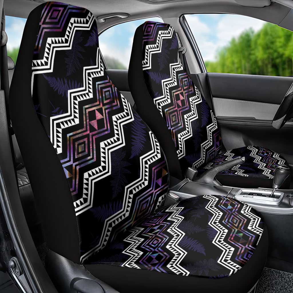 Personalised Taniko Aotearoa Mix Paua Shell Car Seat Cover Niho Taniwha Lilac Glitter LT01 - Polynesian Pride