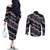 Personalised Taniko Aotearoa Mix Paua Shell Couples Matching Off The Shoulder Long Sleeve Dress and Long Sleeve Button Shirt Niho Taniwha Lilac Glitter