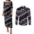 Personalised Taniko Aotearoa Mix Paua Shell Couples Matching Puletasi and Long Sleeve Button Shirt Niho Taniwha Lilac Glitter