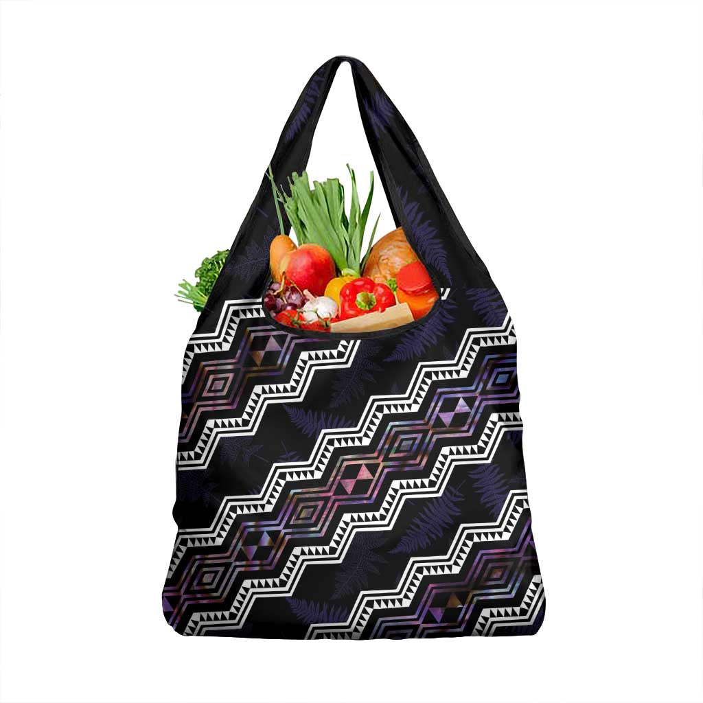 Taniko Aotearoa Mix Paua Shell Grocery Bag Niho Taniwha Lilac Glitter