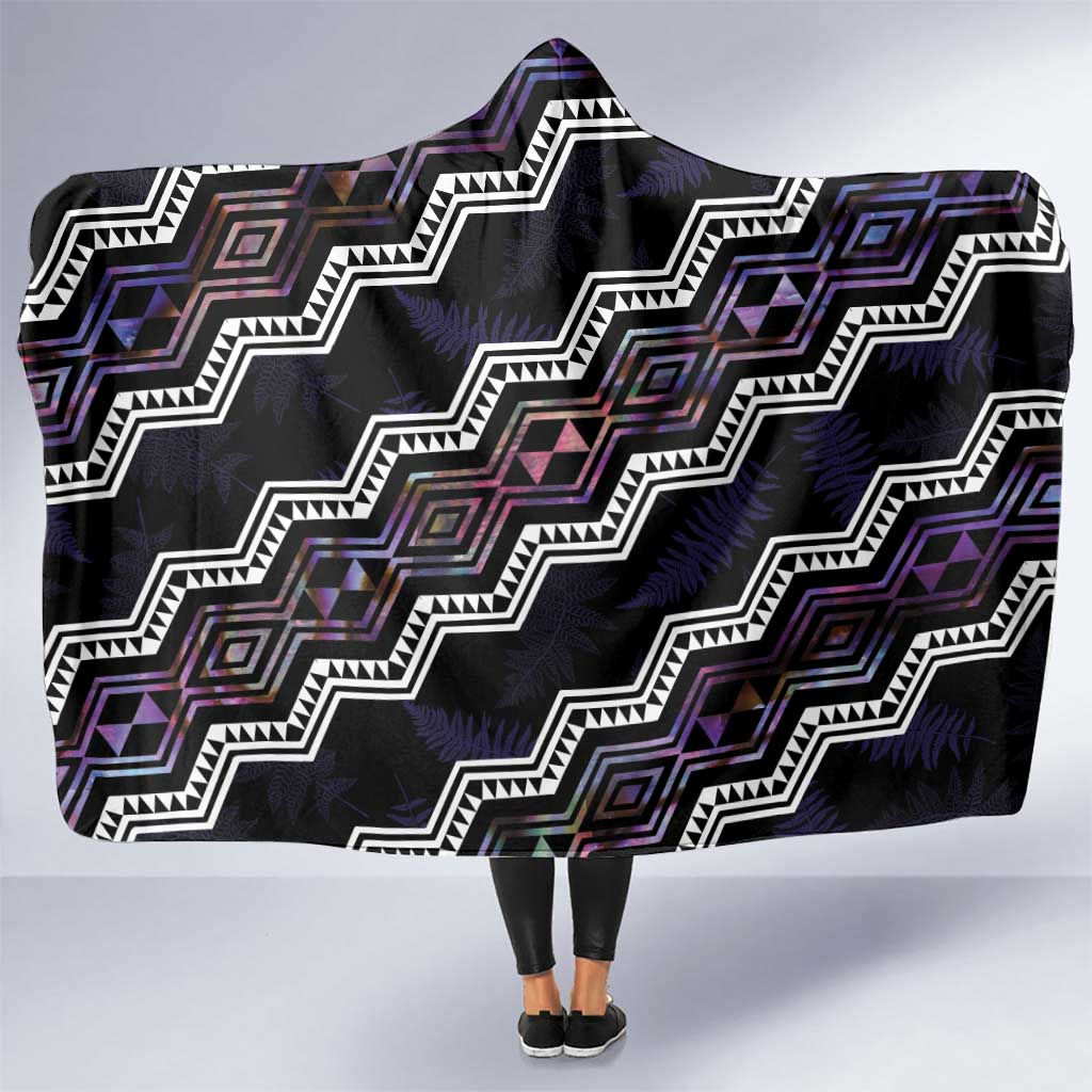 Personalised Taniko Aotearoa Mix Paua Shell Hooded Blanket Niho Taniwha Lilac Glitter