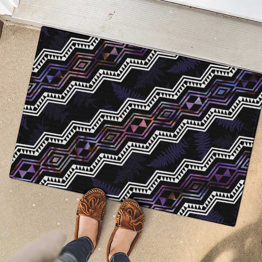 Personalised Taniko Aotearoa Mix Paua Shell Rubber Doormat Niho Taniwha Lilac Glitter