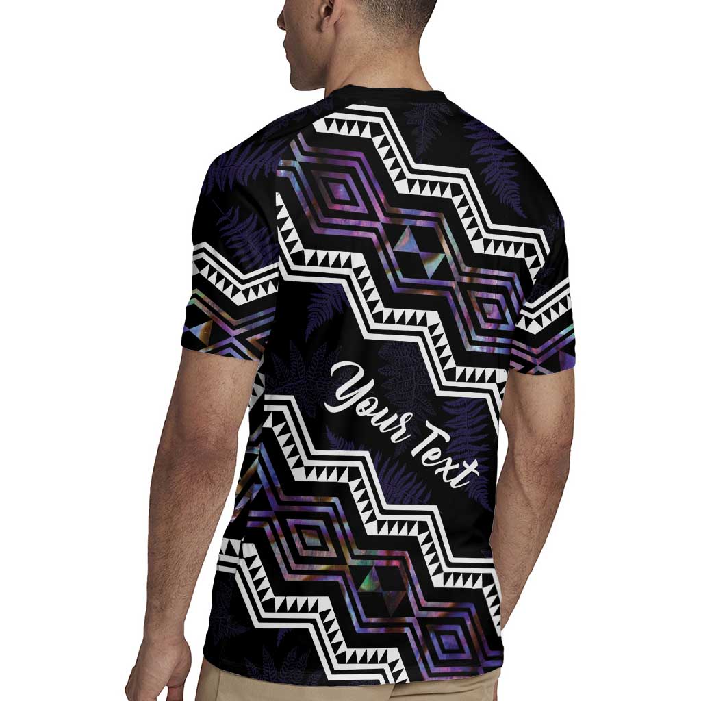 Personalised Taniko Aotearoa Mix Paua Shell Rugby Jersey Niho Taniwha Lilac Glitter