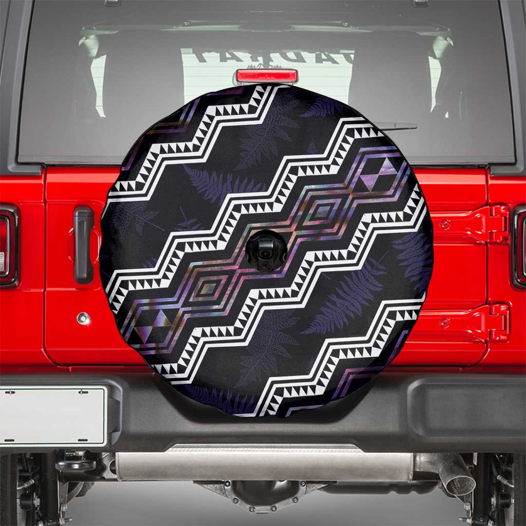 Personalised Taniko Aotearoa Mix Paua Shell Spare Tire Cover Niho Taniwha Lilac Glitter