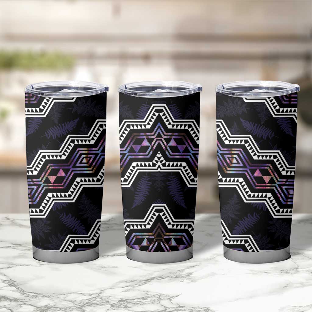 Personalised Taniko Aotearoa Mix Paua Shell Tumbler Cup Niho Taniwha Lilac Glitter