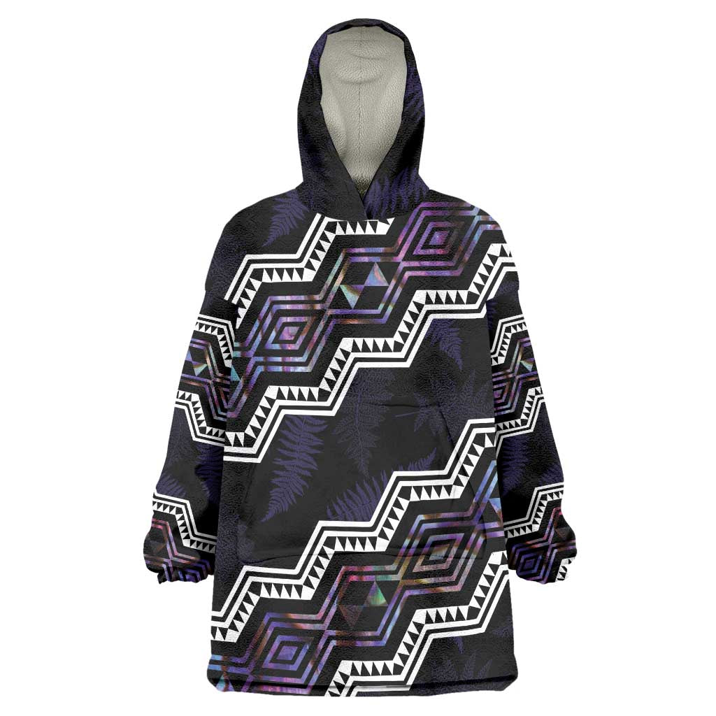 Personalised Taniko Aotearoa Mix Paua Shell Wearable Blanket Hoodie Niho Taniwha Lilac Glitter
