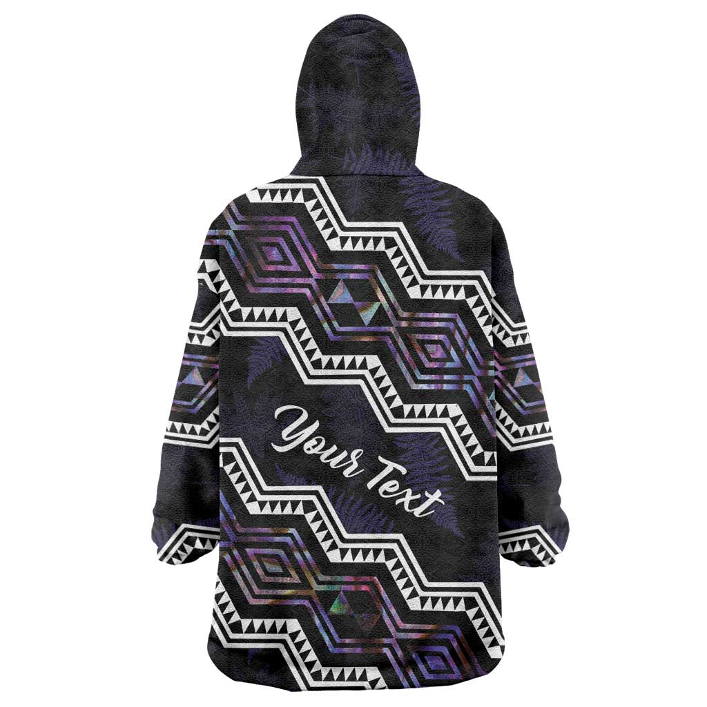 Personalised Taniko Aotearoa Mix Paua Shell Wearable Blanket Hoodie Niho Taniwha Lilac Glitter