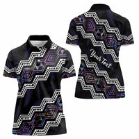 Personalised Taniko Aotearoa Mix Paua Shell Women Polo Shirt Niho Taniwha Lilac Glitter