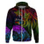 Wellington Pride Hoodie Aotearoa Tribal Rainbow Pattern LT01 Zip Hoodie Black - Polynesian Pride