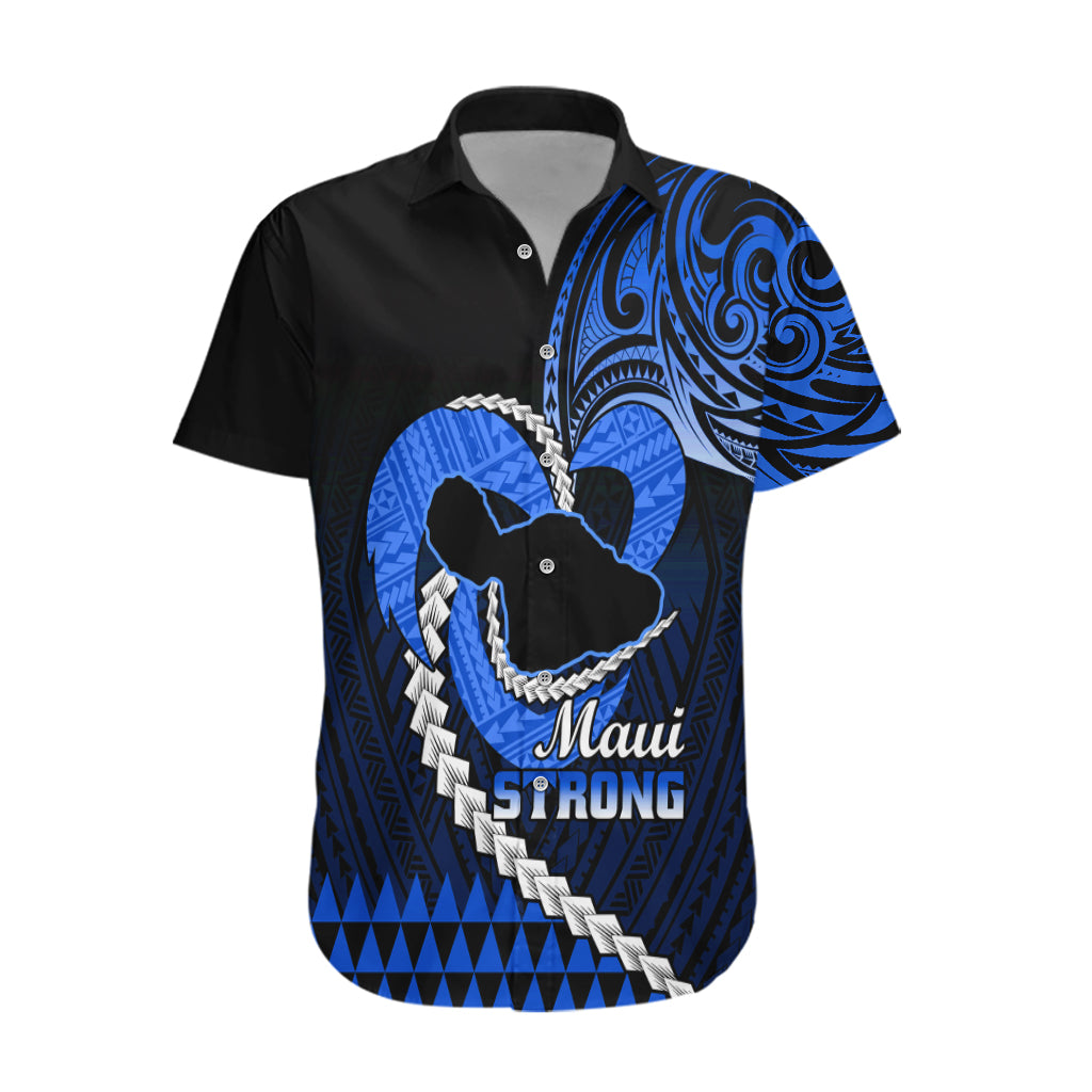 Personalised Hawaii Hawaiian Shirt Maui Be Strong Kakau Blue Version LT01 Blue - Polynesian Pride