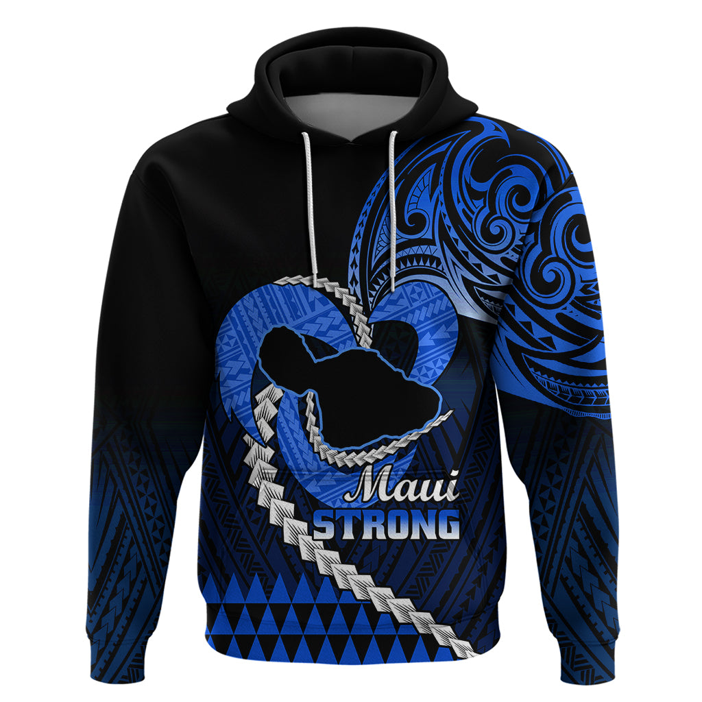 Personalised Hawaii Hoodie Maui Be Strong Kakau Blue Version LT01 Blue - Polynesian Pride