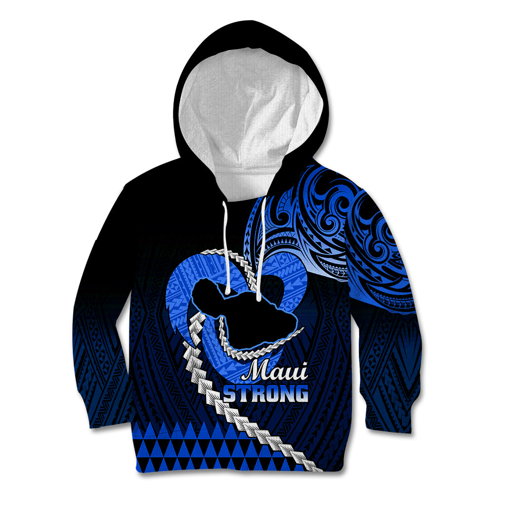 Personalised Hawaii Kid Hoodie Maui Be Strong Kakau Blue Version LT01 Hoodie Blue - Polynesian Pride