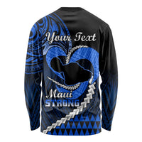 Personalised Hawaii Long Sleeve Shirt Maui Be Strong Kakau Blue Version LT01