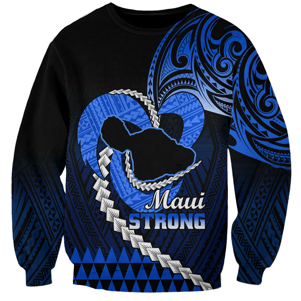 Personalised Hawaii Sweatshirt Maui Be Strong Kakau Blue Version LT01 Unisex Blue - Polynesian Pride