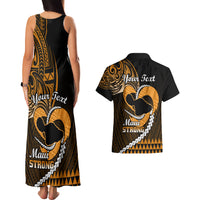 Personalised Hawaii Couples Matching Tank Maxi Dress and Hawaiian Shirt Maui Be Strong Kakau Gold Version LT01 - Polynesian Pride