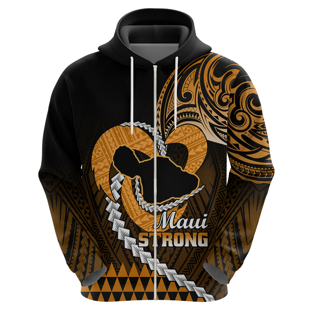 Personalised Hawaii Hoodie Maui Be Strong Kakau Gold Version LT01 - Polynesian Pride