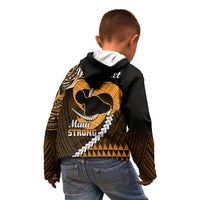 Personalised Hawaii Kid Hoodie Maui Be Strong Kakau Gold Version LT01 - Polynesian Pride