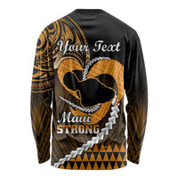 Personalised Hawaii Long Sleeve Shirt Maui Be Strong Kakau Gold Version LT01