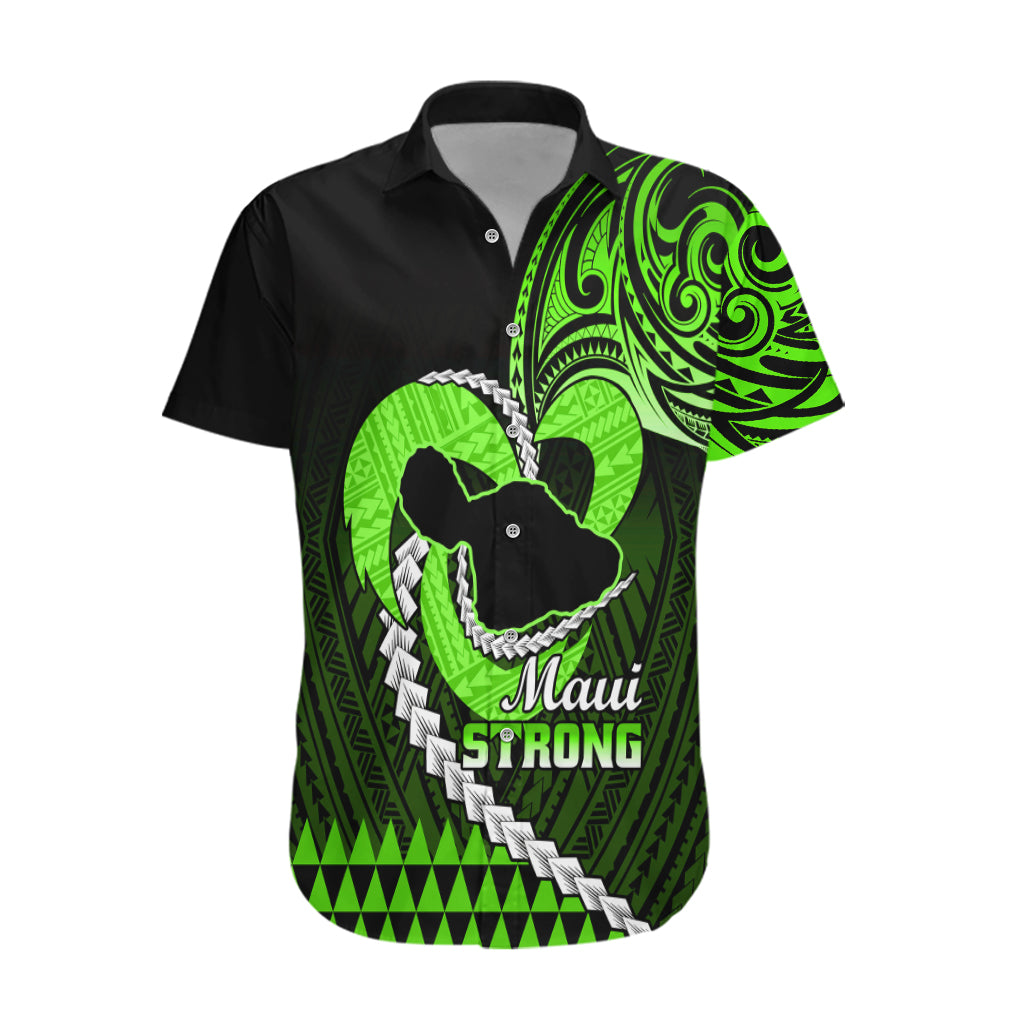 Personalised Hawaii Hawaiian Shirt Maui Be Strong Kakau Green Version LT01 Green - Polynesian Pride