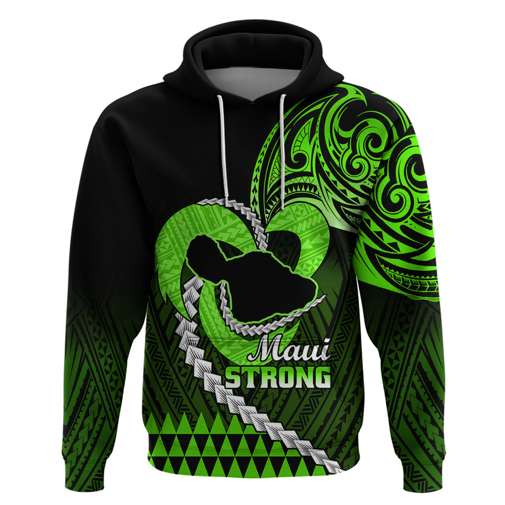 Personalised Hawaii Hoodie Maui Be Strong Kakau Green Version LT01 Green - Polynesian Pride