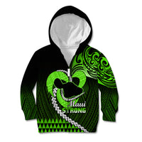 Personalised Hawaii Kid Hoodie Maui Be Strong Kakau Green Version LT01 Zip Hoodie Green - Polynesian Pride